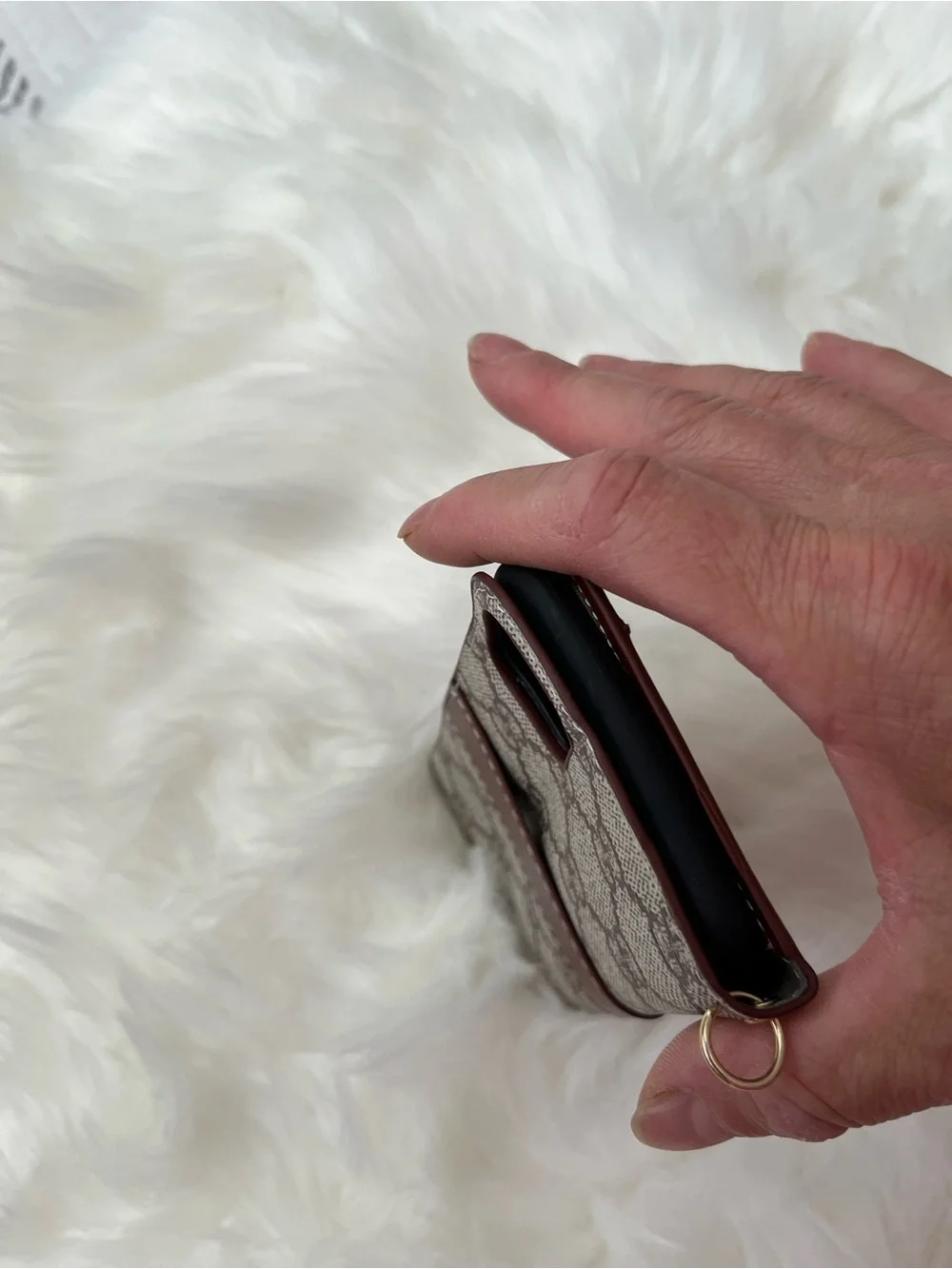 Gucci Patterned Wallet Phone Case with Decorative Accent